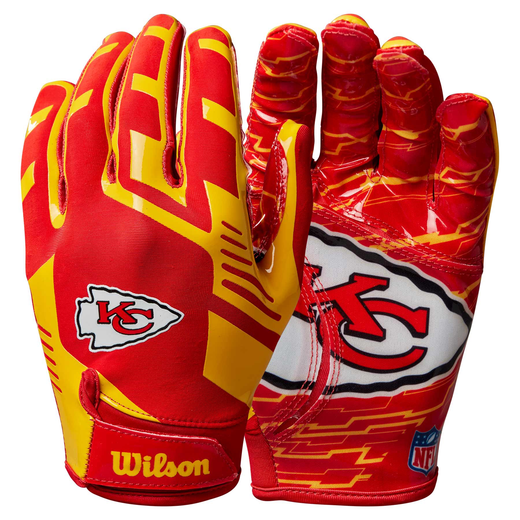 Kansas City Chiefs Wilson Youth Stretch-Fit NFL Receiver Gloves (KIDS) view 1