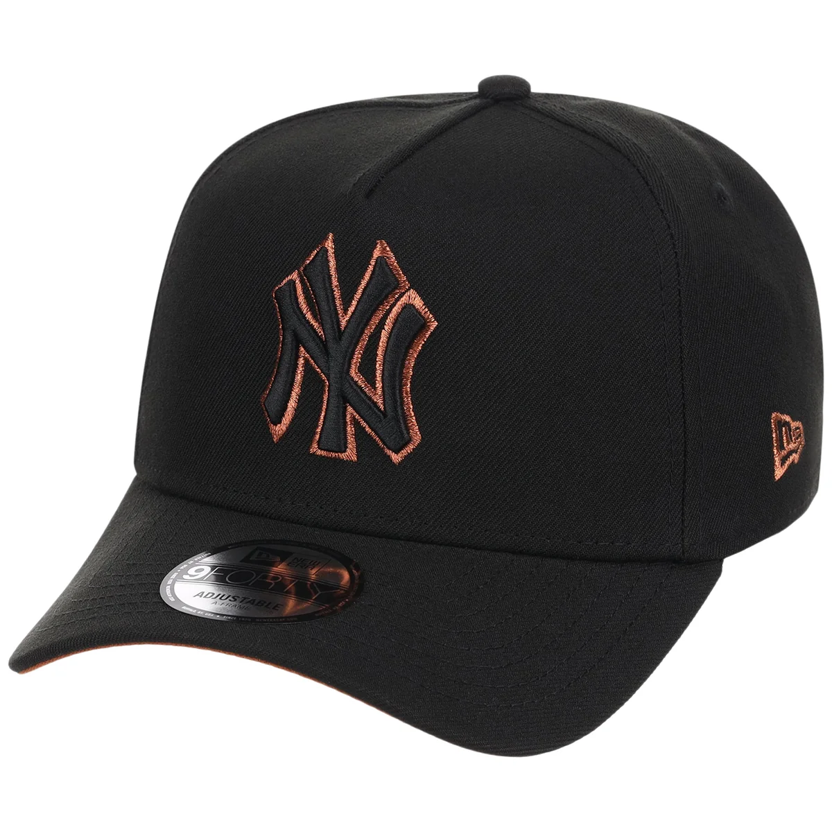New York Yankees MLB Black x Rust FASHION CORE New Era 9FORTY A-Frame detail view