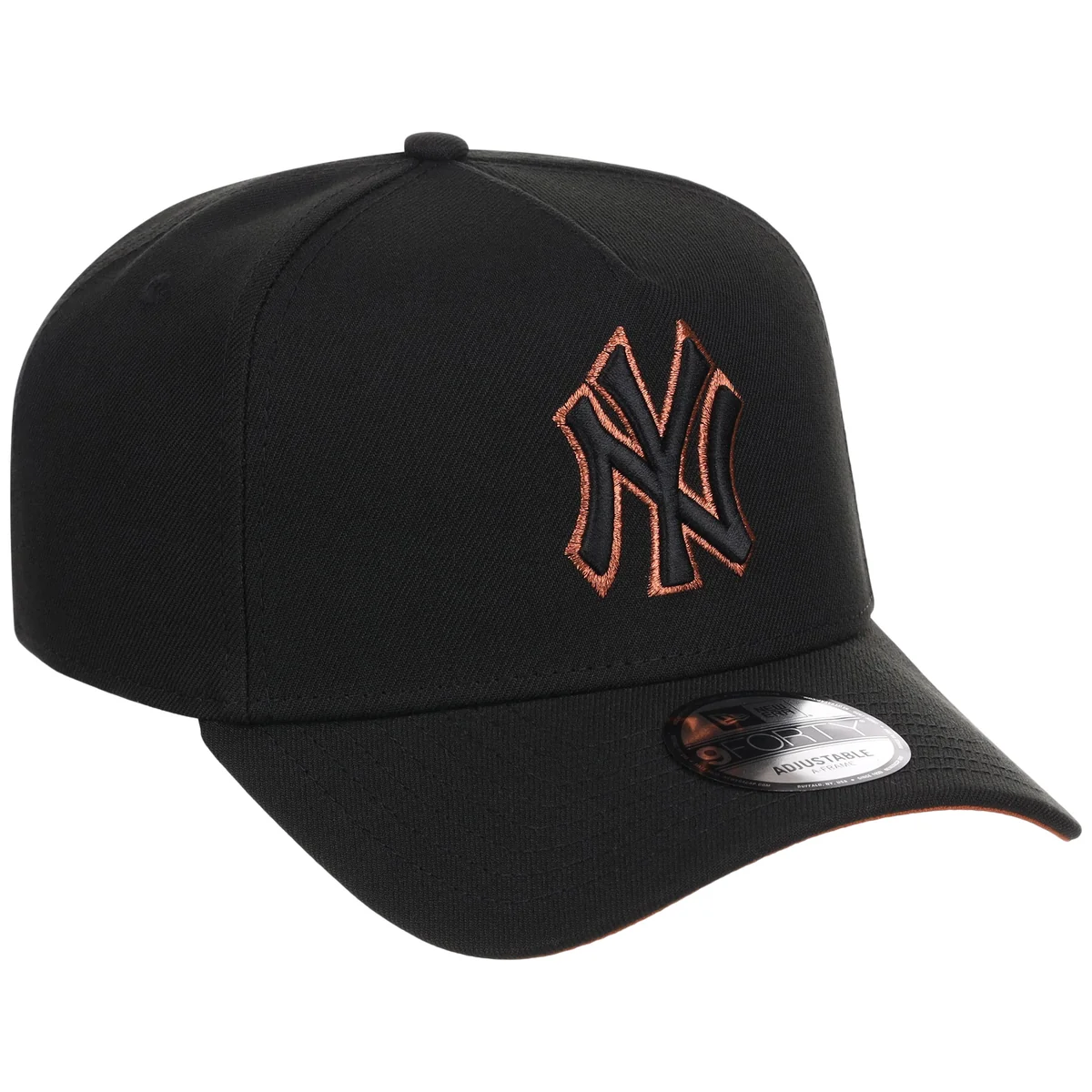 New York Yankees MLB Black x Rust FASHION CORE New Era 9FORTY A-Frame front view