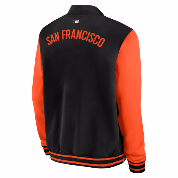 San Francisco Giants 2026 MLB Authentic Dugout Bomber Jacket Black view 3