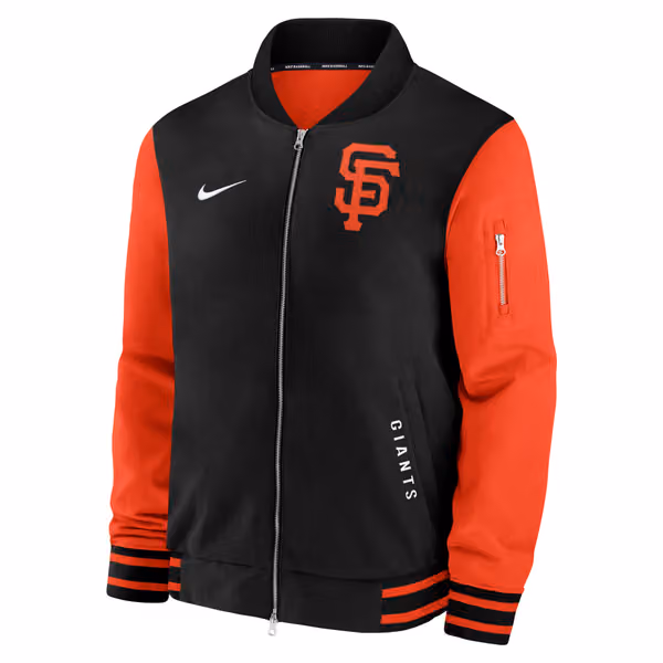 San Francisco Giants 2026 MLB Authentic Dugout Bomber Jacket Black view 2