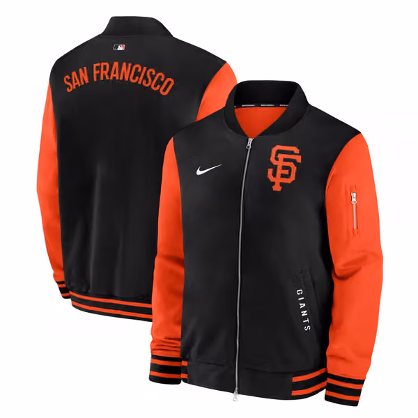 San Francisco Giants 2026 MLB Authentic Dugout Bomber Jacket Black view 1