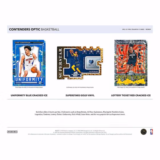 2021/22 Panini Contenders Optic NBA Basketball Hobby Box view 3