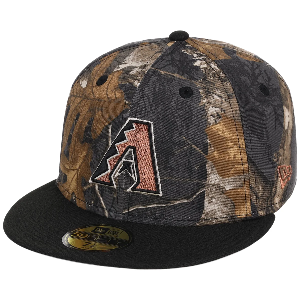 Arizona Diamondbacks MLB Black Realtree 2-TONE Black & Copper New Era 59FIFTY detail view