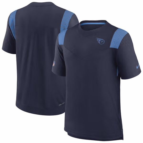 Tennessee Titans 2022 NFL Sideline Nike Performance Player Top Navy view 1