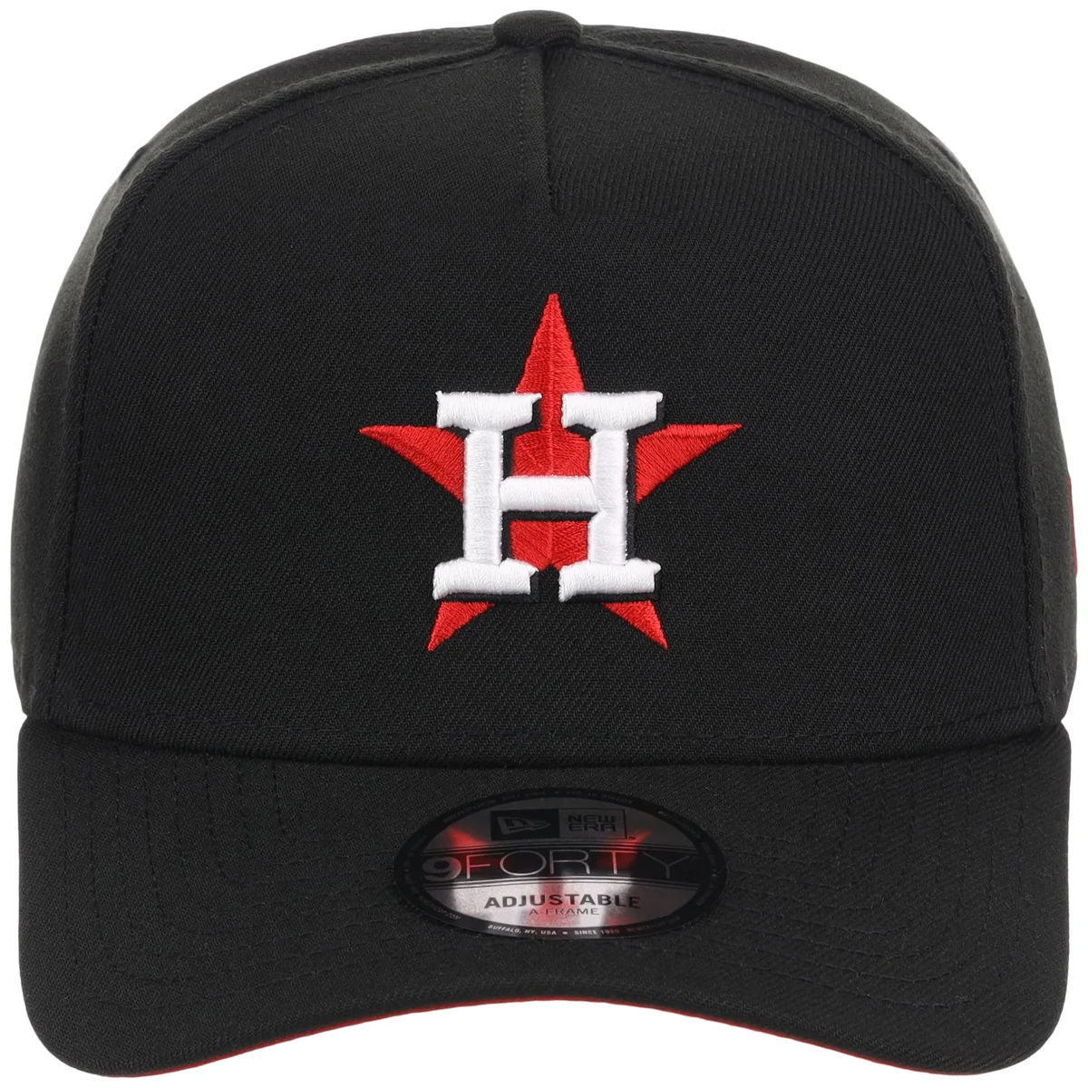 Houston Astros MLB Black x Red FASHION CORE New Era 9FORTY A-Frame detail view