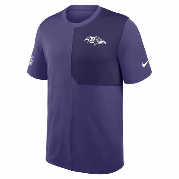 Baltimore Ravens 2025 NFL Sideline Nike Dri-FIT Coach UV Top Purple view 1