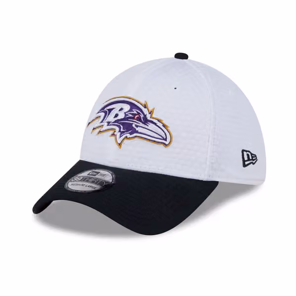 Baltimore Ravens 2024 NFL Training Camp New Era 39THIRTY Flex Cap White product photo