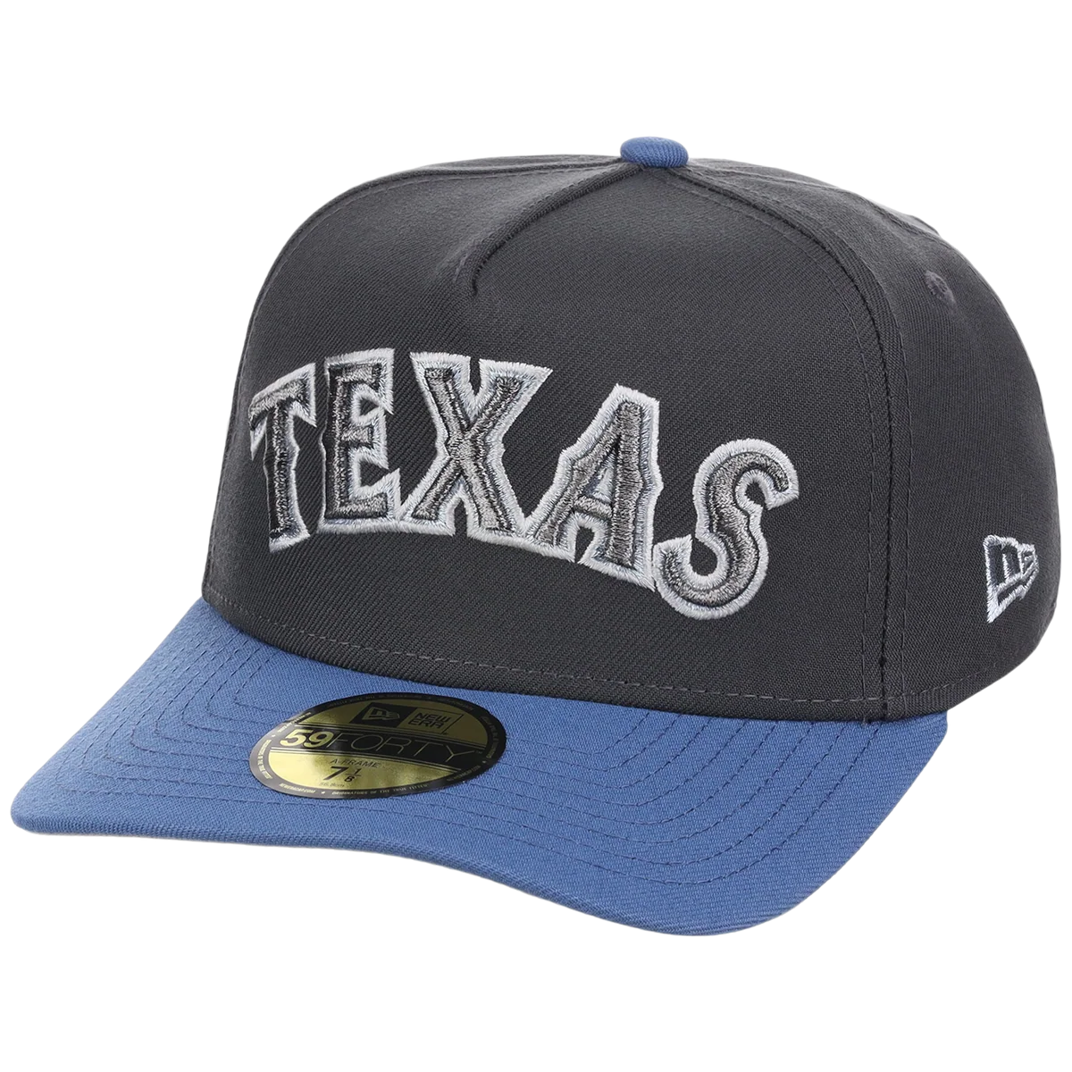 Texas Rangers MLB Indigo Steel New Era 59FORTY detail view