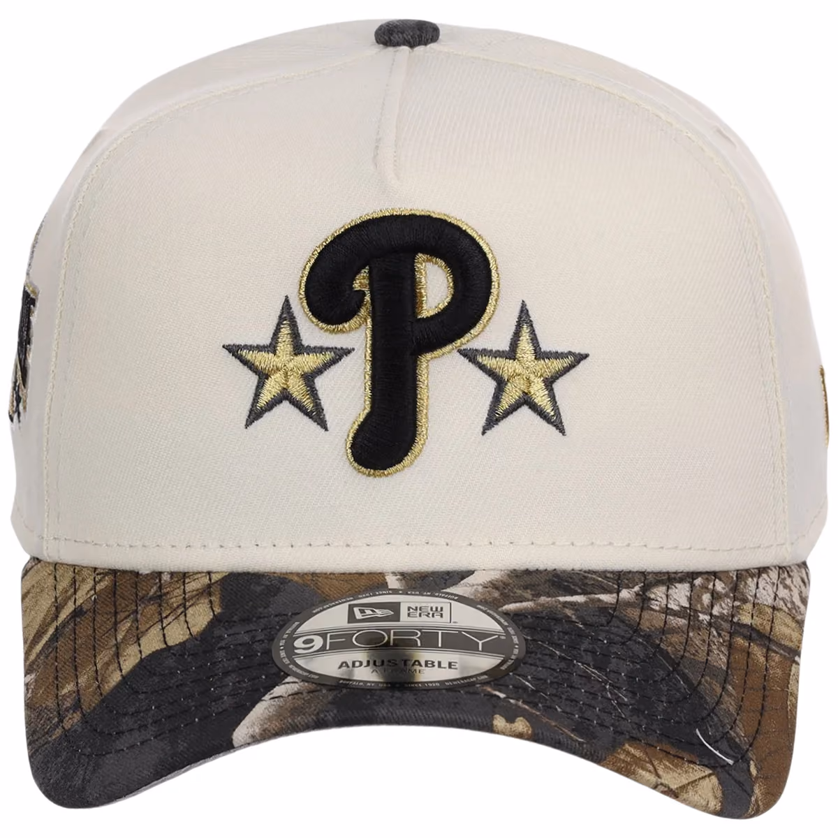 Philadelphia Phillies MLB Black Realtree Chrome New Era 9FORTY detail view