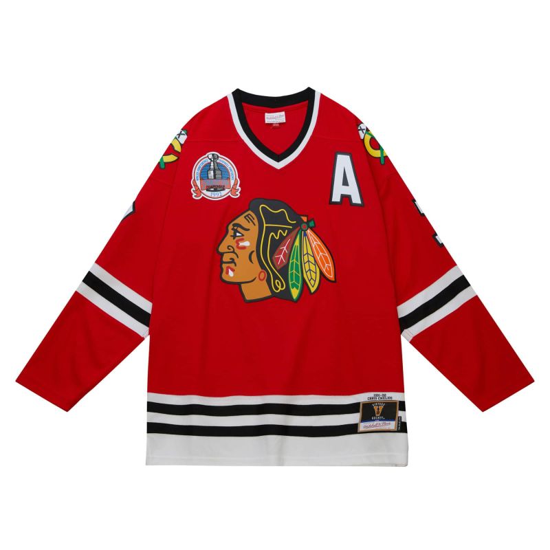 Chris Chelios #7 Chicago Blackhawks 1991-92 Mitchell & Ness NHL Jersey view 2