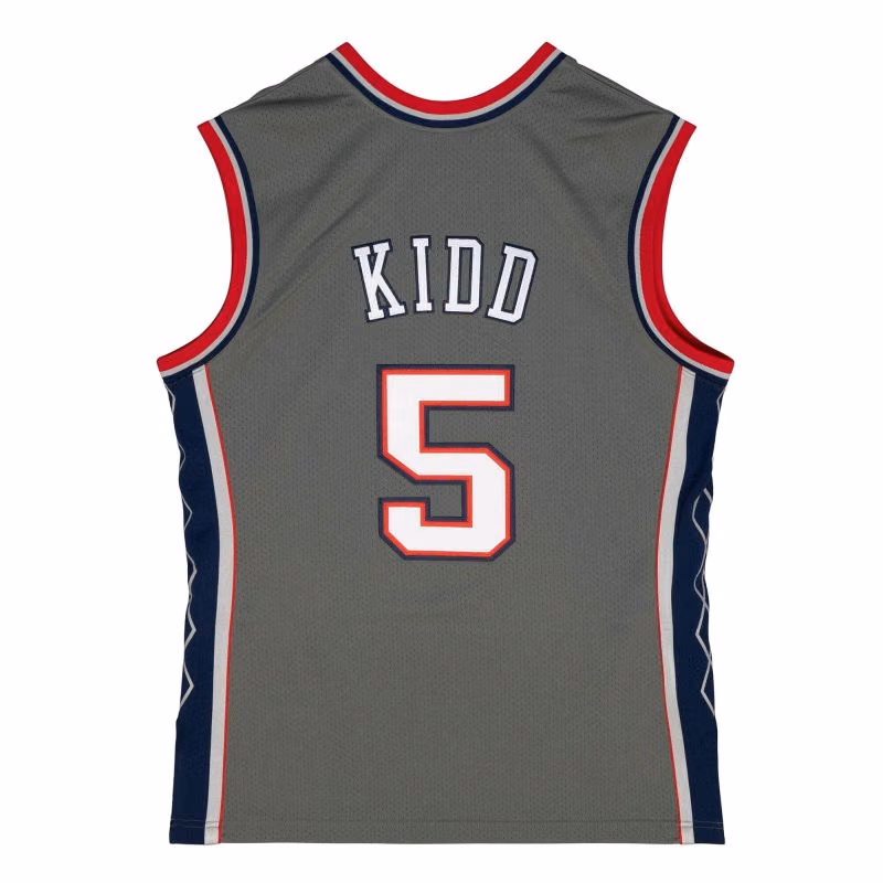 Jason Kidd #5 New Jersey Nets 2004-05 Mitchell & Ness Authentic NBA Jersey Grey view 2