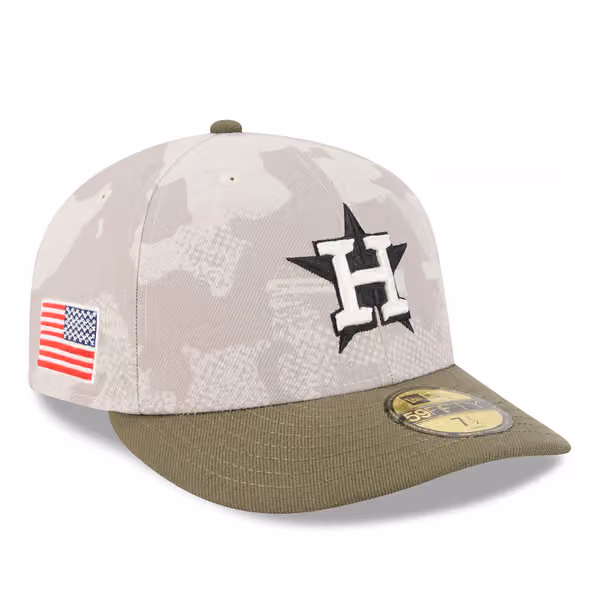 Houston Astros 2025 MLB Authentic Armed Forces Pre-Curved 59FIFTY Fitted Cap product photo