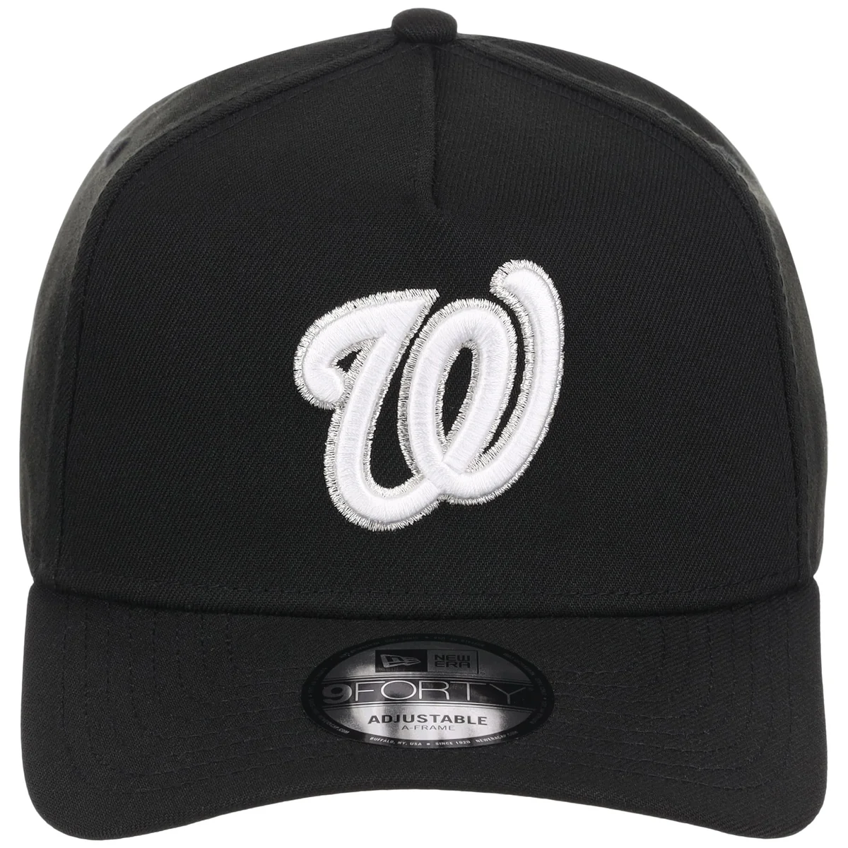 Washington Nationals MLB Black x White FASHION CORE New Era 9FORTY A-Frame detail view