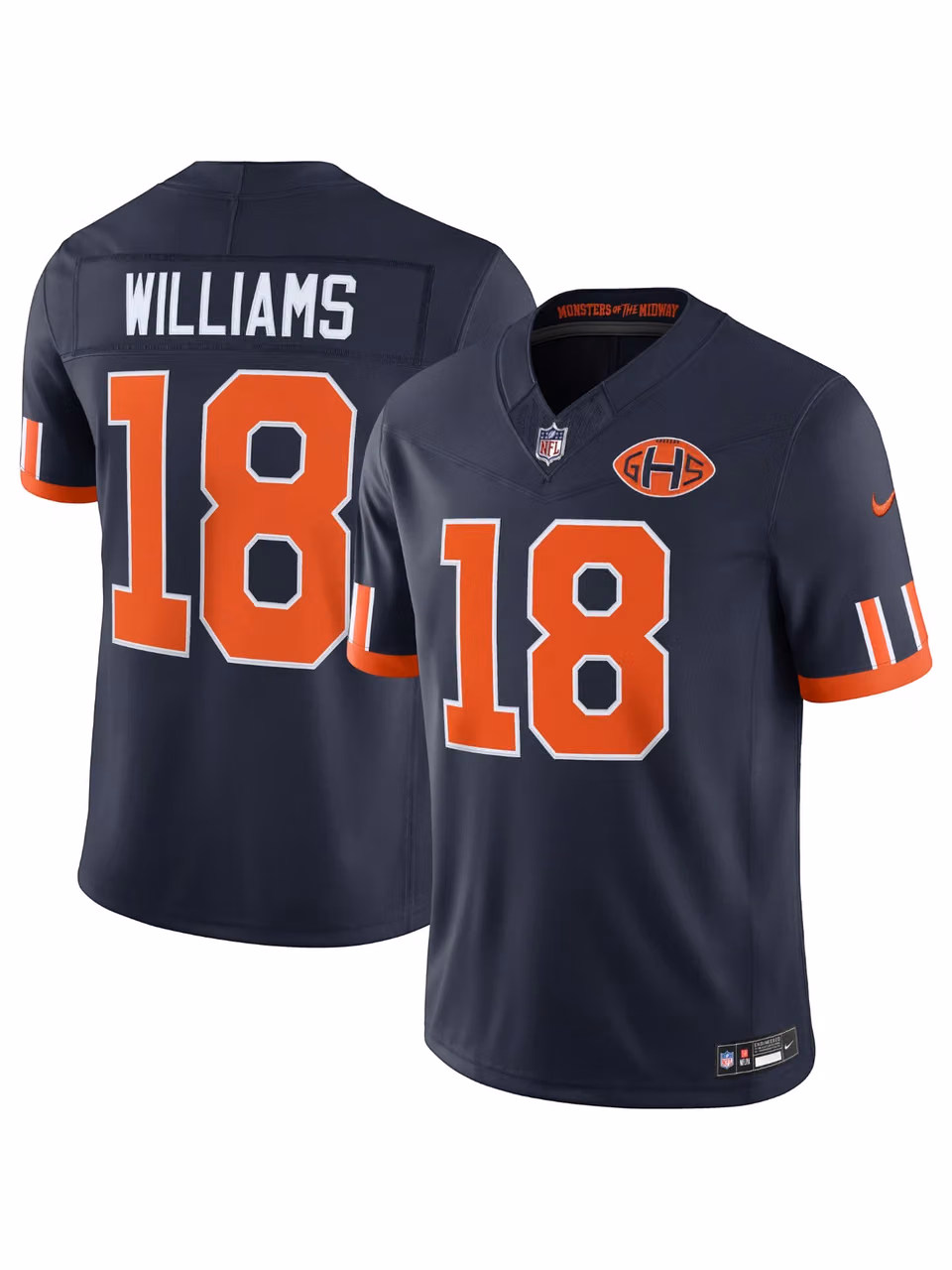 Caleb Williams #18 Chicago Bears 2026 Rivalries Stitched Limited NFL Jersey Navy view 1