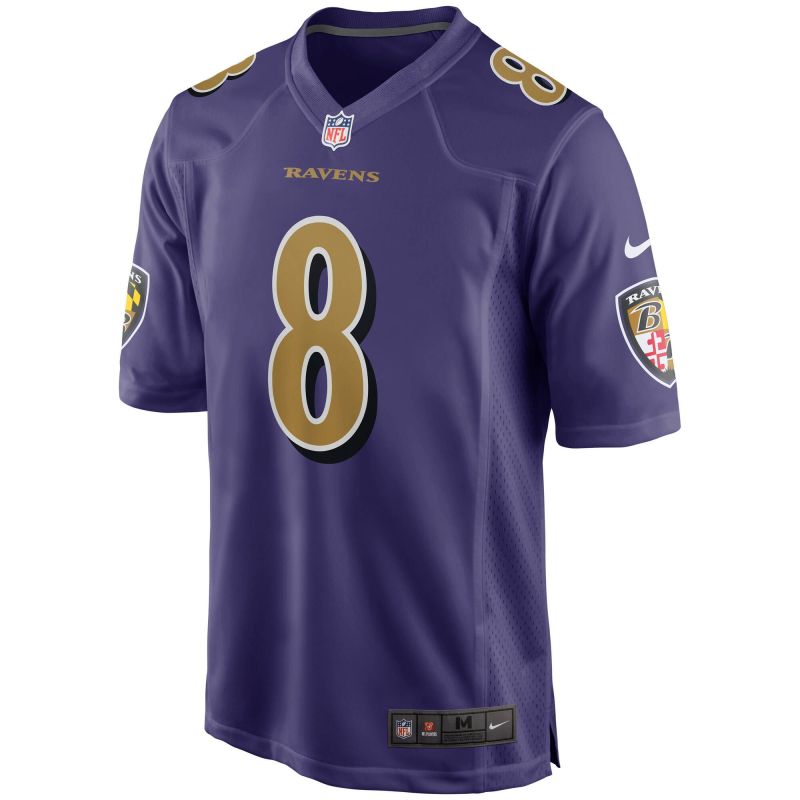 Lamar Jackson #8 Baltimore Ravens Nike Game NFL Jersey Alternate Purple view 2