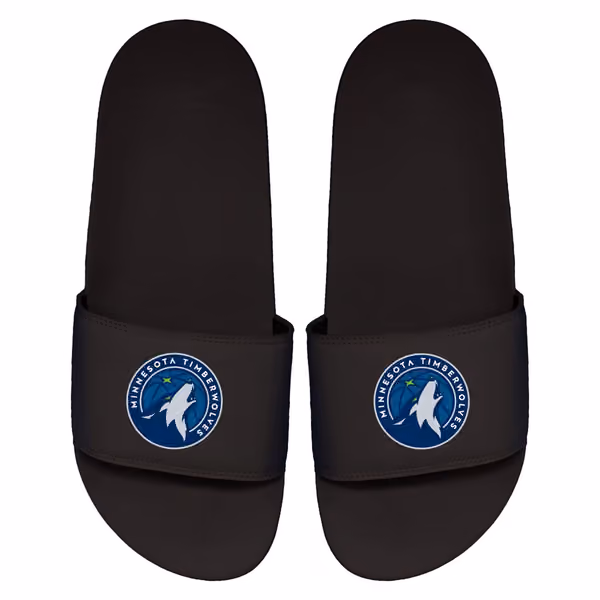 Minnesota Timberwolves Primary Logo ISlide NBA Gel Slides Black view 1