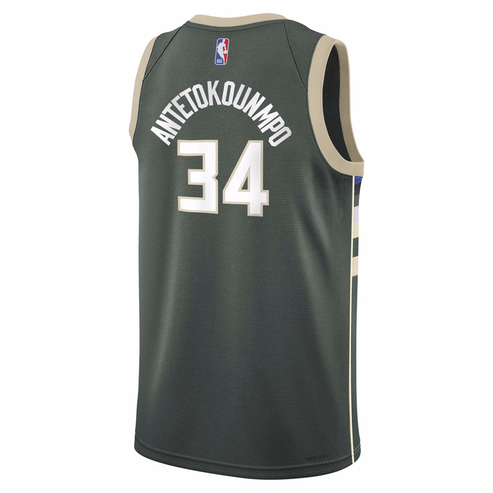 Giannis Antetokounmpo #34 Milwaukee Bucks Nike Swingman NBA Jersey Green (YOUTH) view 3