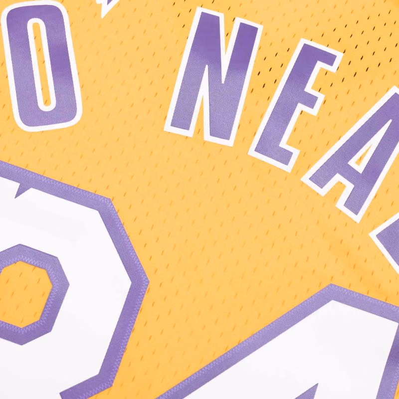 Shaq O'Neal #34 Los Angeles Lakers 1999-00 Mitchell & Ness Swingman NBA Jersey Yellow view 4