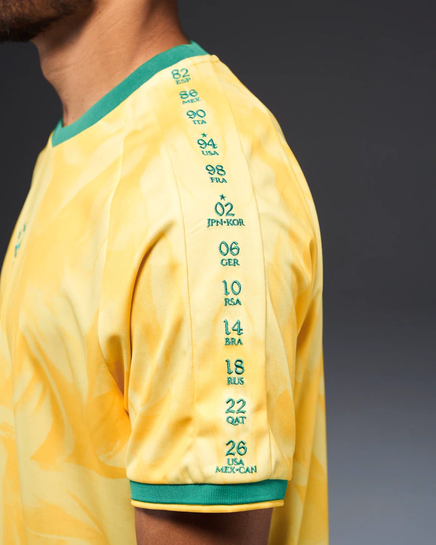Jersevo Custom Personalized Brazil Heritage Jersey (2026WC Edition) left sleeve detail