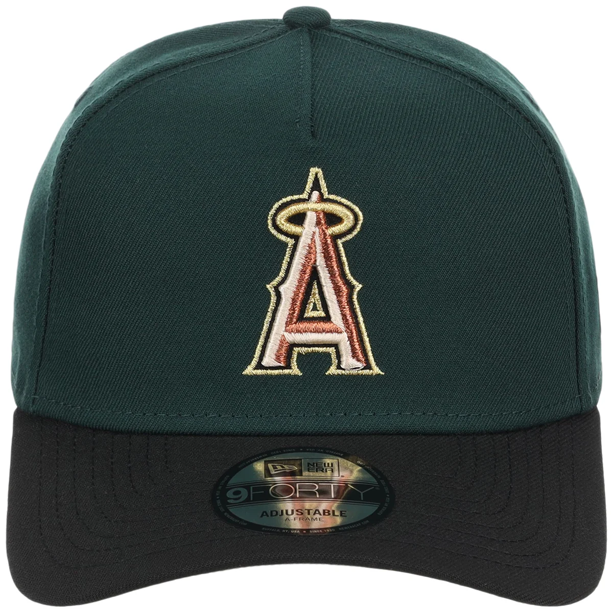 Anaheim Angels MLB Dark Green x Black FASHION CORE New Era 9FORTY A-Frame detail view