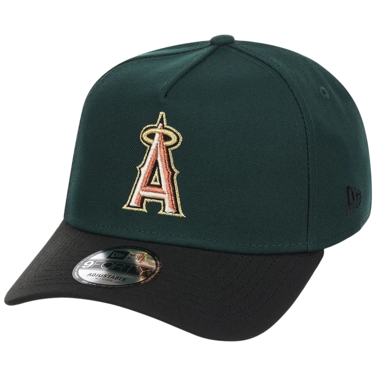 Anaheim Angels MLB Dark Green x Black FASHION CORE New Era 9FORTY A-Frame detail view