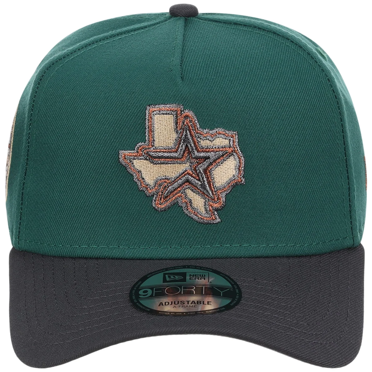 Houston Astros MLB Emerald Graphite New Era 9FORTY detail view