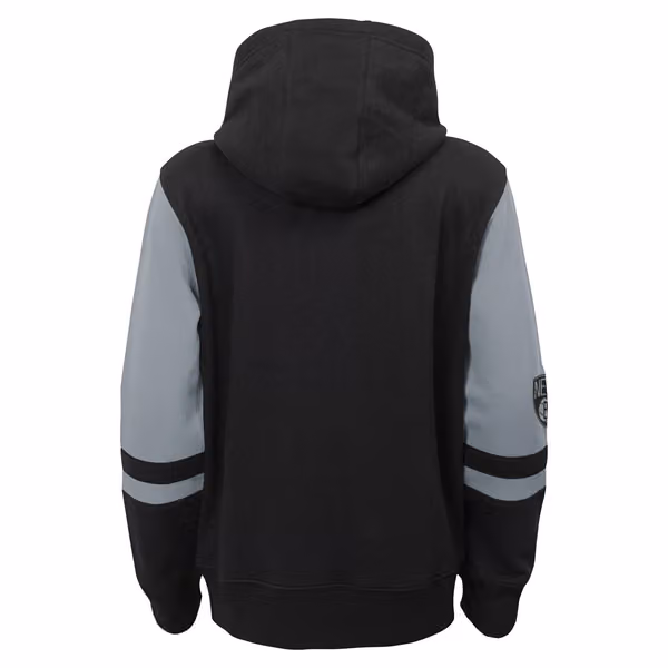 Brooklyn Nets Fleece NBA Full-Zip Hoodie Black (YOUTH) view 3