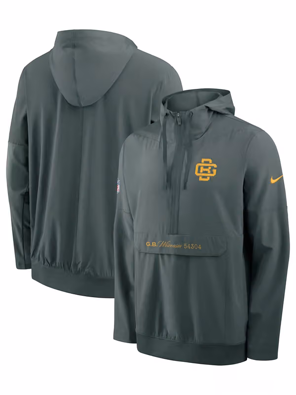Green Bay Packers 2026 NFL Rivalries Sideline Half-Zip Anorak Jacket Green view 1