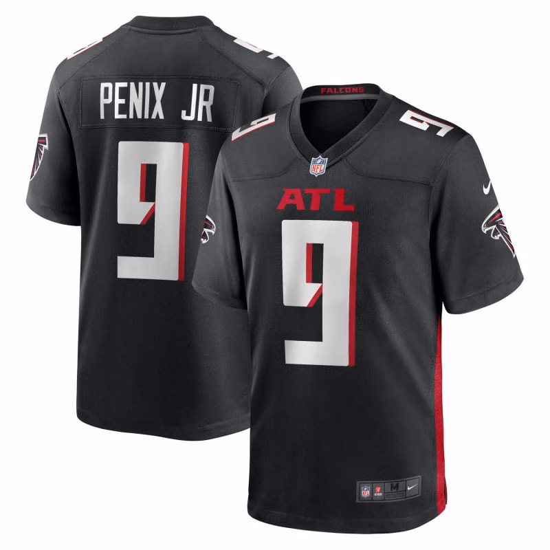 Michael Penix Jr. #9 Atlanta Falcons Nike Game NFL Jersey Black view 1
