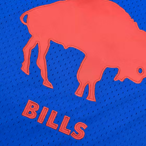 Buffalo Bills Unbeaten Mitchell & Ness NFL V-Neck Mesh Shirt Blue view 3