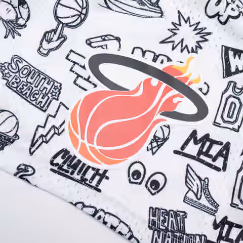 Miami Heat Doodle Mitchell & Ness Swingman NBA Shorts view 3
