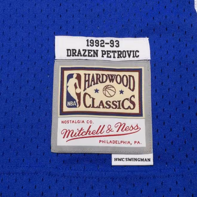 Dražen Petrović #3 New Jersey Nets 1992-93 Swingman NBA Jersey Blue view 3