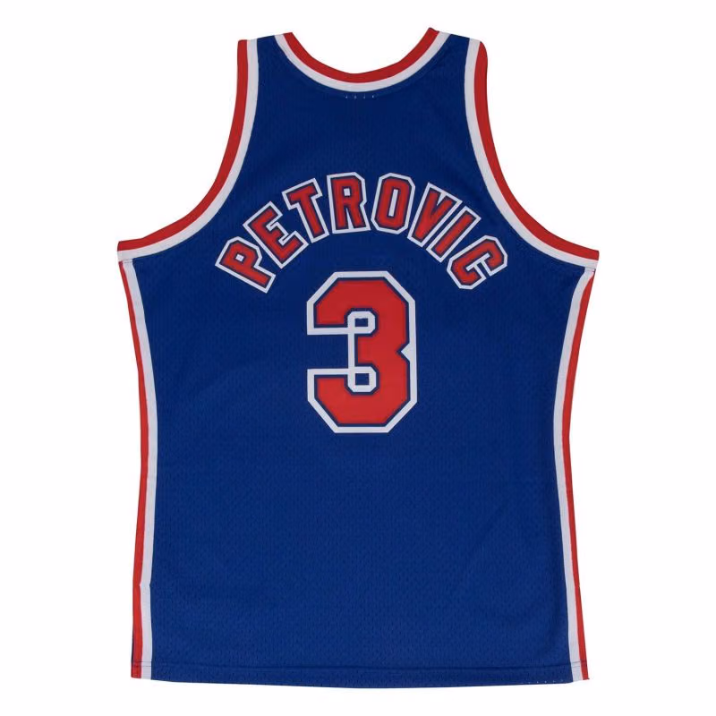 Dražen Petrović #3 New Jersey Nets 1992-93 Swingman NBA Jersey Blue view 2