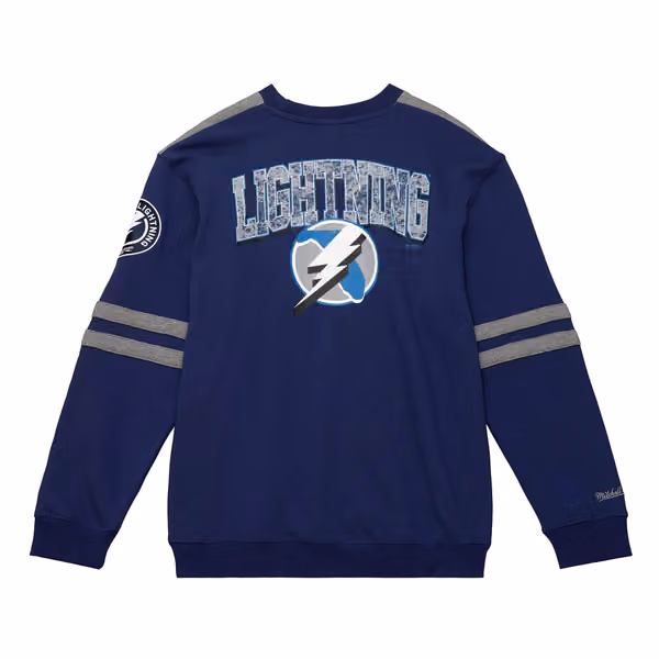 Tampa Bay Lightning All Over Mitchell & Ness NHL Crew Fleece Pullover view 2