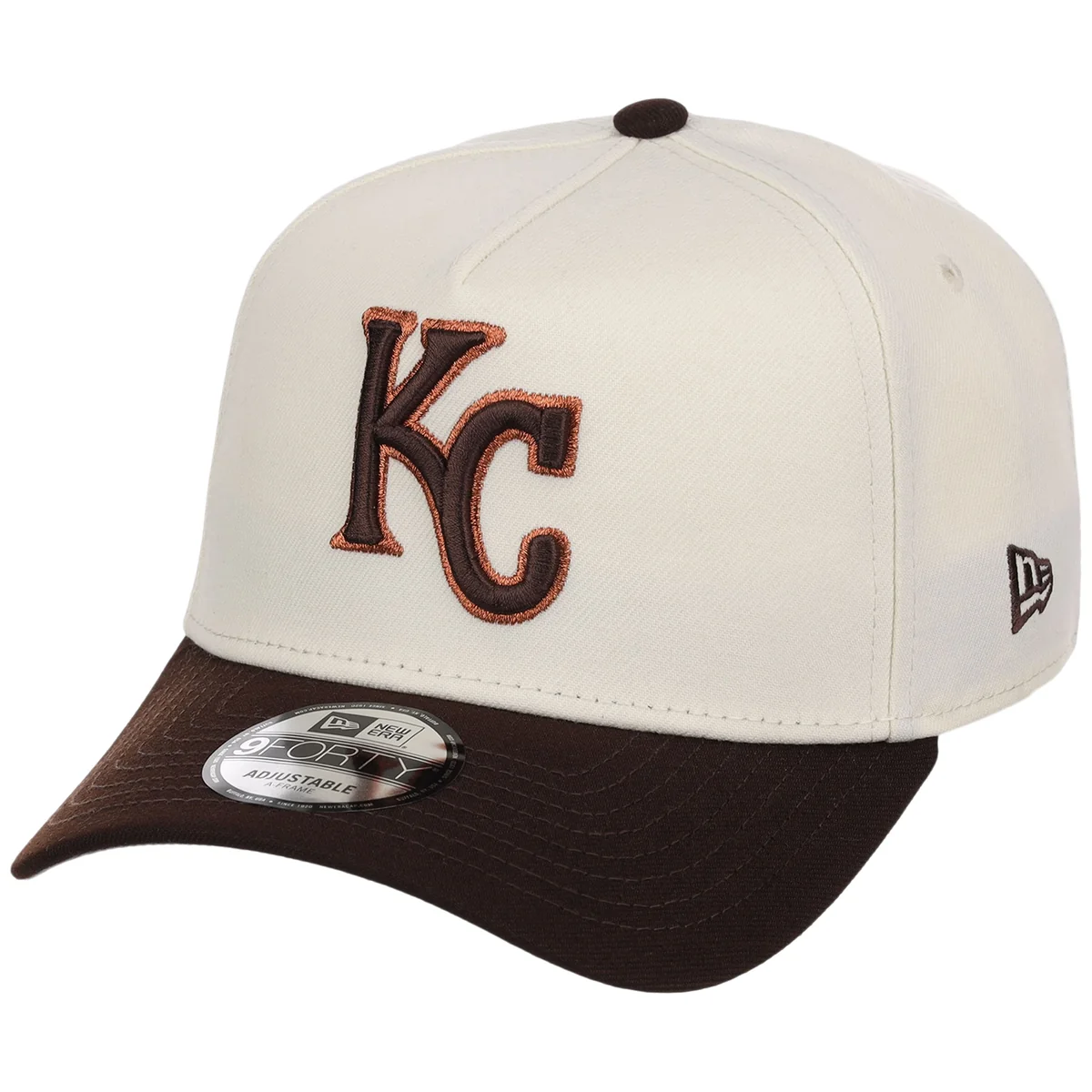 Kansas City Royals MLB Chrome x Burnt Wood FASHION CORE New Era 9FORTY A-Frame detail view