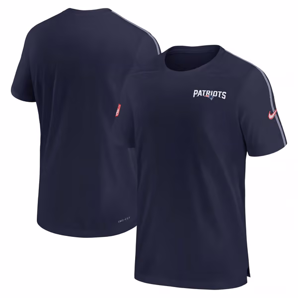 New England Patriots 2024 NFL Sideline Nike Dri-FIT Coach UV Top Navy view 1