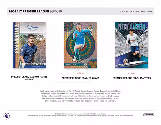 2021/22 Panini Mosaic Premier League EPL Soccer Hobby Box view 3