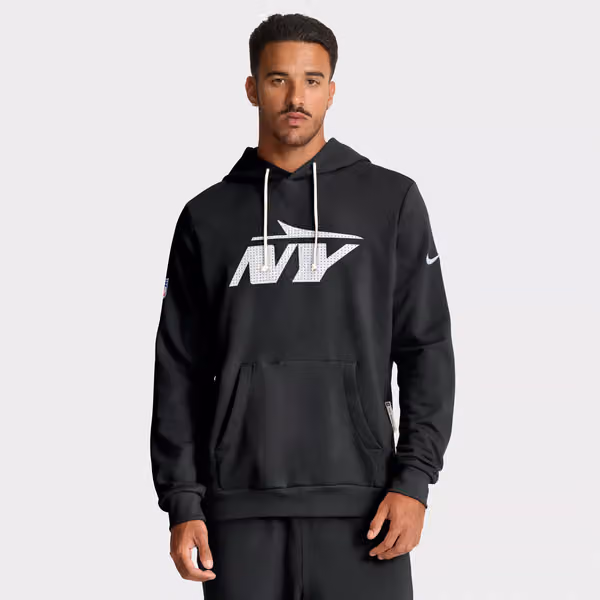 New York Jets 2025 NFL Sideline Nike Standard Issue Hoodie Black view 2