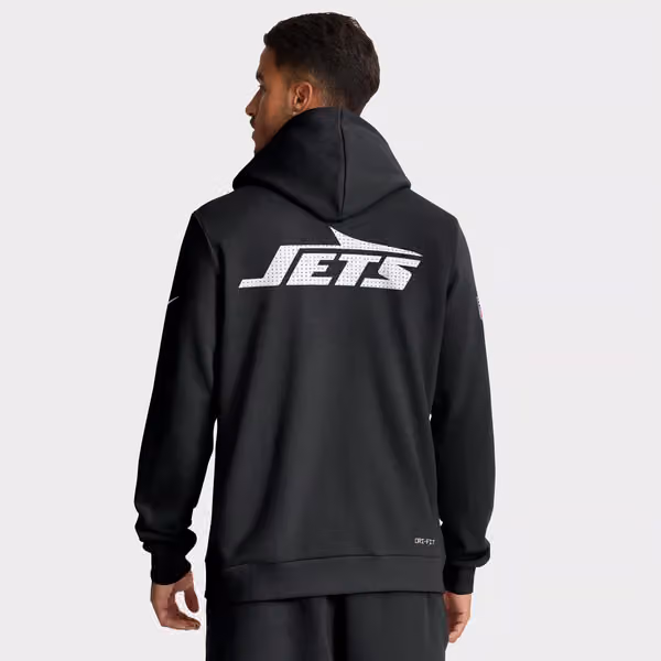 New York Jets 2025 NFL Sideline Nike Standard Issue Hoodie Black view 3