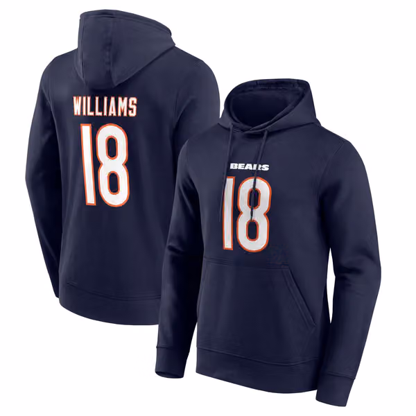 Caleb Williams #18 Chicago Bears Player NFL Hoodie Navy view 1