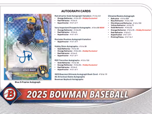 2025 Bowman Baseball MLB Hobby Box view 6