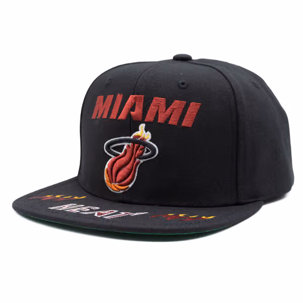 Miami Heat Front Loaded Mitchell & Ness Snapback NBA Cap Black product photo