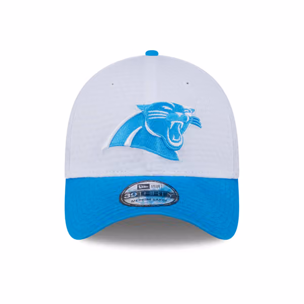 Carolina Panthers 2024 NFL Training Camp New Era 39THIRTY Flex Cap White view 3