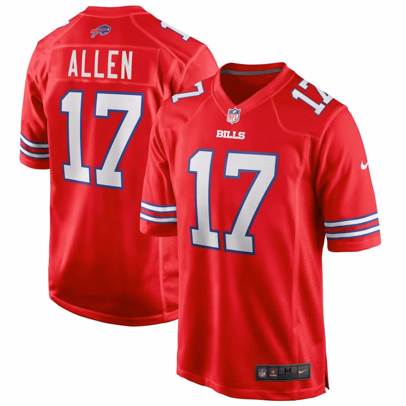 Josh Allen #17 Buffalo Bills Game NFL Jersey Alternate Red view 1