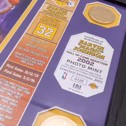 Magic Johnson Los Angeles Lakers Hall of Fame Banner NBA Photo Frame view 5