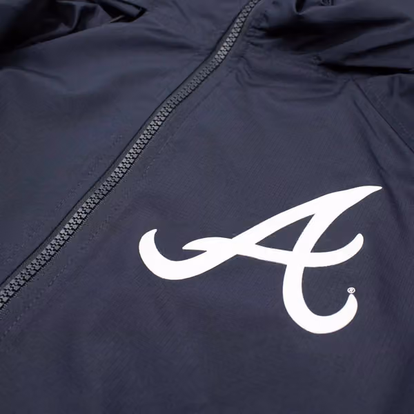 Atlanta Braves MLB Quarter Zip Windbreaker Jacket Navy view 3