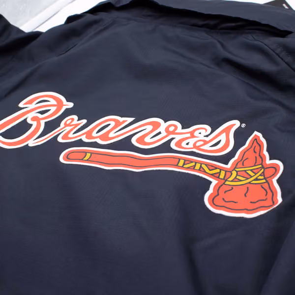 Atlanta Braves MLB Quarter Zip Windbreaker Jacket Navy view 7