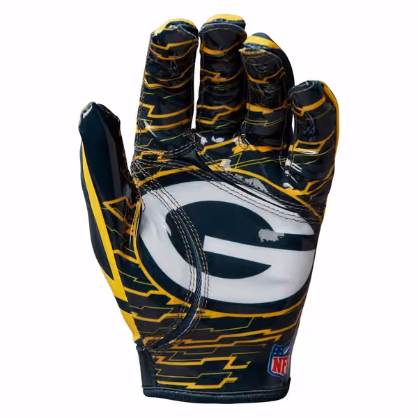 Green Bay Packers Wilson Youth Stretch-Fit NFL Receivers Gloves (KIDS) view 3