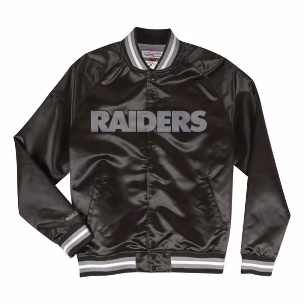 Las Vegas Raiders Mitchell & Ness Lightweight Satin NFL Jacket Black view 1